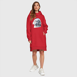 Женское худи-платье Орел и горы, цвет: красный — фото 2