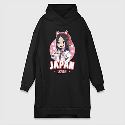 Женское худи-платье Japan lover anime girl, цвет: черный
