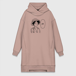 Женское худи-платье Манки Д Луффи - Ванпанчмен, цвет: пыльно-розовый