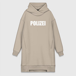 Женское худи-платье POLIZEI Полиция Надпись Белая, цвет: миндальный