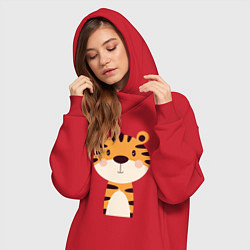 Женское худи-платье Cartoon Tiger, цвет: красный — фото 2