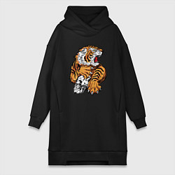 Женское худи-платье Tiger Skull, цвет: черный