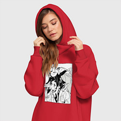 Женское худи-платье Танджиро несет незуко клинок, цвет: красный — фото 2