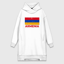 Женское худи-платье Armenia Flag, цвет: белый