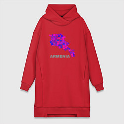 Женское худи-платье Армения Armenia, цвет: красный