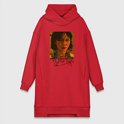 Женское худи-платье 067 Игра в кальмара, цвет: красный