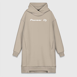 Женское худи-платье Pioneer DJ - Logo White, цвет: миндальный