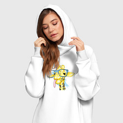 Женское худи-платье Веселый жираф в очках, цвет: белый — фото 2