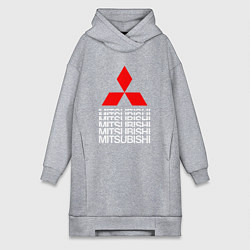 Женское худи-платье MITSUBISHI МИЦУБИСИ МИТСУБИСИ МИЦУБИШИ LOGO STYLE, цвет: меланж