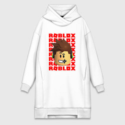 Женское худи-платье ROBLOX RED LOGO LEGO FACE, цвет: белый
