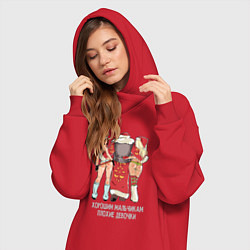 Женское худи-платье Хорошим мальчикам плохие девочки, цвет: красный — фото 2