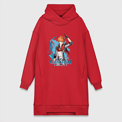 Женское худи-платье Тарталья Tartaglia Genshin Impact, цвет: красный