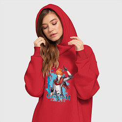 Женское худи-платье Тарталья Tartaglia Genshin Impact, цвет: красный — фото 2