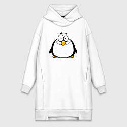 Женское худи-платье Глазастый пингвин, цвет: белый