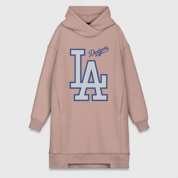 Женское худи-платье Los Angeles Dodgers - baseball team, цвет: пыльно-розовый