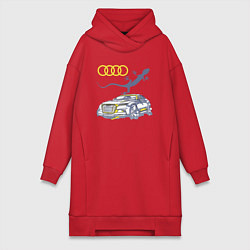Женское худи-платье Audi Quattro - зачётное точило!, цвет: красный