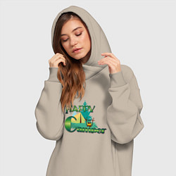 Женское худи-платье Russian Happy Camper, цвет: миндальный — фото 2