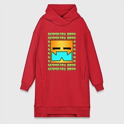 Женское худи-платье GEOMETRY DASH КЛАССИКА УРОВЕНЬ, цвет: красный