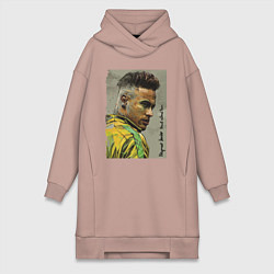 Женское худи-платье Neymar Junior - Brazil national team, цвет: пыльно-розовый