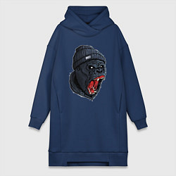 Женское худи-платье Scream gorilla, цвет: тёмно-синий