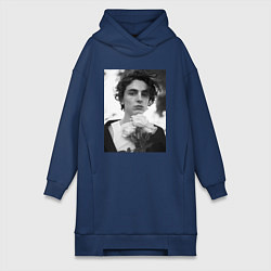 Женское худи-платье Timothee Chalamet с розами, цвет: тёмно-синий
