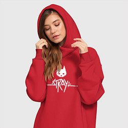 Женское худи-платье Stray: White Logo, цвет: красный — фото 2