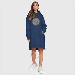 Женское худи-платье The Witcher эмблема две стороны, цвет: тёмно-синий — фото 2