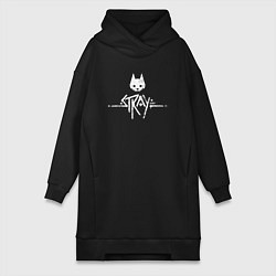 Женское худи-платье Stray: White Logo, цвет: черный