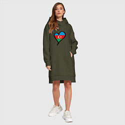 Женское худи-платье Azerbaijan Heart, цвет: хаки — фото 2