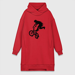 Женское худи-платье ВЕЛОСПОРТ BMX Racing ВЕЛОСИПЕДИСТ, цвет: красный