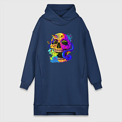 Женское худи-платье Art skull!, цвет: тёмно-синий