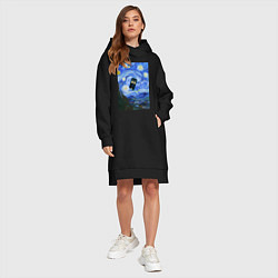 Женское худи-платье Тардис в Звездной Ночи, цвет: черный — фото 2