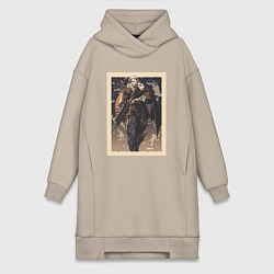 Женское худи-платье Sova арт, цвет: миндальный