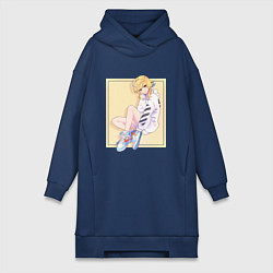 Женское худи-платье Современная Люмин, цвет: тёмно-синий