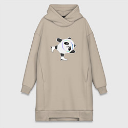 Женское худи-платье Китайское фигурное катание, цвет: миндальный