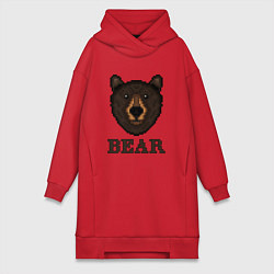 Женская толстовка-платье Пиксельный медведь