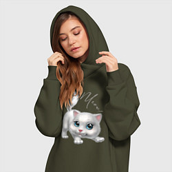 Женское худи-платье Маленькая прелестная кошечка, цвет: хаки — фото 2