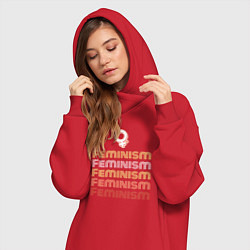 Женское худи-платье Feminism - retro, цвет: красный — фото 2