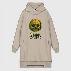 Женское худи-платье Череп Лунное затмение, цвет: миндальный