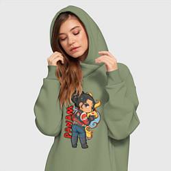 Женское худи-платье Panam Панам Cyberpunk 2077, цвет: авокадо — фото 2