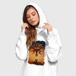 Женское худи-платье Готика арт, цвет: белый — фото 2