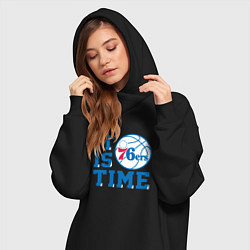 Женское худи-платье It Is Philadelphia 76ers Time Филадельфия Севенти, цвет: черный — фото 2