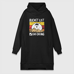 Женское худи-платье Список желаний: Прыжки с парашютом, цвет: черный