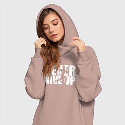 Женское худи-платье NEVER GIVE UP НИКОГДА НЕ СДАВАЙСЯ СПОРТ, цвет: пыльно-розовый — фото 2