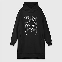 Женское худи-платье Three Days Grace Рок кот, цвет: черный