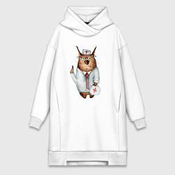 Женское худи-платье Врач сова, цвет: белый