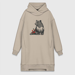 Женское худи-платье Символ России, цвет: миндальный