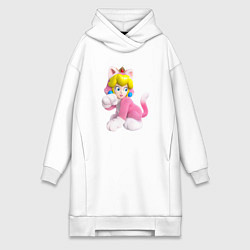 Женское худи-платье Принцесса Персик - кошка Super Mario 3D Land, цвет: белый