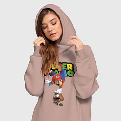 Женское худи-платье Mario and Goomba Super Mario, цвет: пыльно-розовый — фото 2