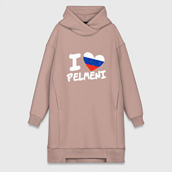 Женское худи-платье Люблю пельмени, цвет: пыльно-розовый